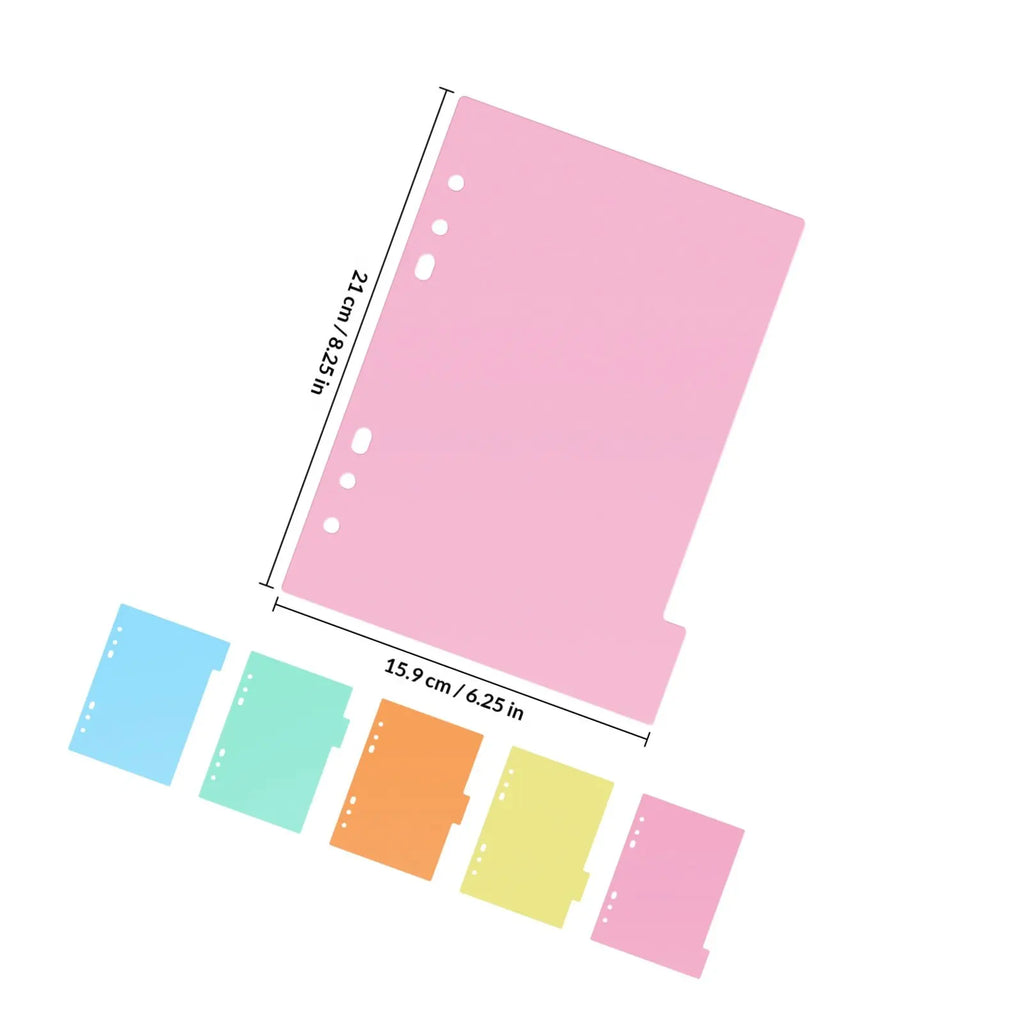 10Pcs Smooth Thick PP Plastic Dividers with Label Tabs for A5 6-Ring Binder Translucent Design Indexing Subject Separation