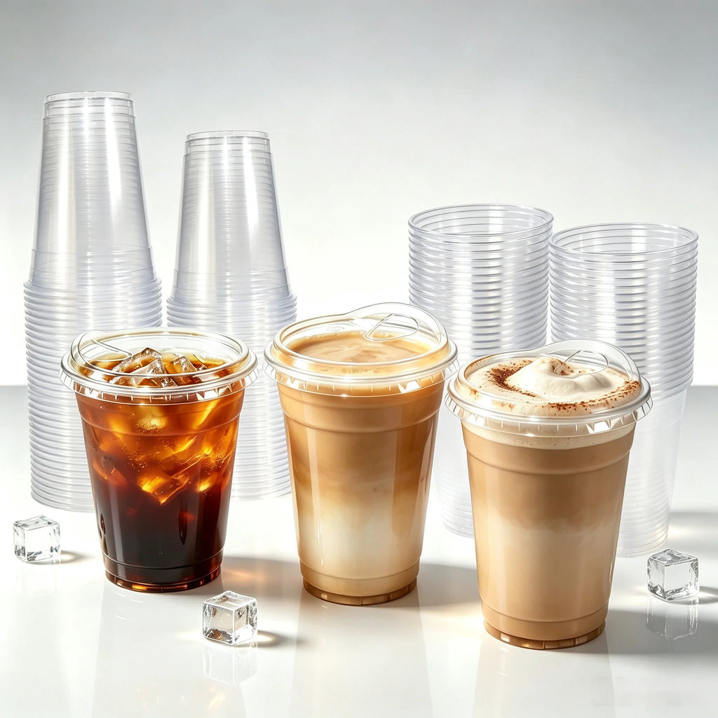 100 Sets Clear PET Reusable Cold Drink Cups With Straight Sip Lids, 12/16/20/24 Oz Freezer Safe Washable Plastic Cups Only For Cold Beverages, Ideal For Iced Coffee, Smoothies, Holiday Parties, Picnics, Family Gatherings And
