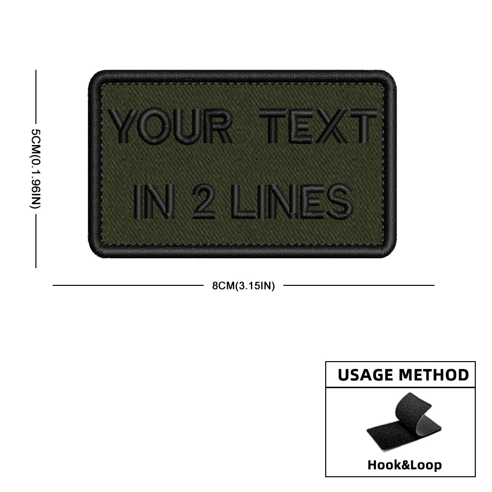 Custom Personalized Name Number Patch Stripes Badge Tags Different Sizes Iron On Or Hook Loop Embroidered Military Green Patches