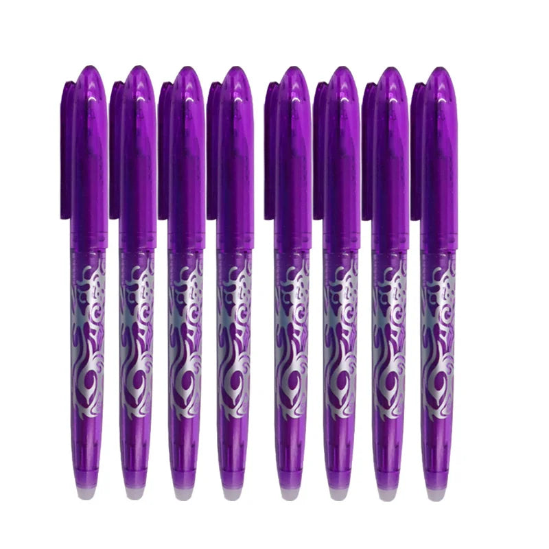 8pcs Multi-Color Erasable Gel Pen 0.5mm Tip Painting Writing Drawing School Black Blue Red Pink Orange Green Purple Light Blue