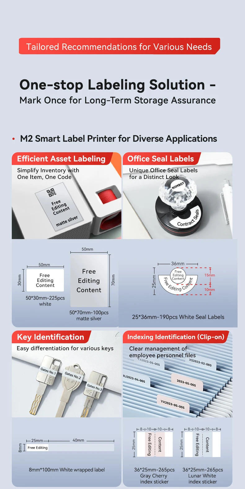 Niimbot M2 Portable Thermal Transfer Label Printer Multi-function Sticker Label Maker Machine for Office Clothes Tag Power Cable