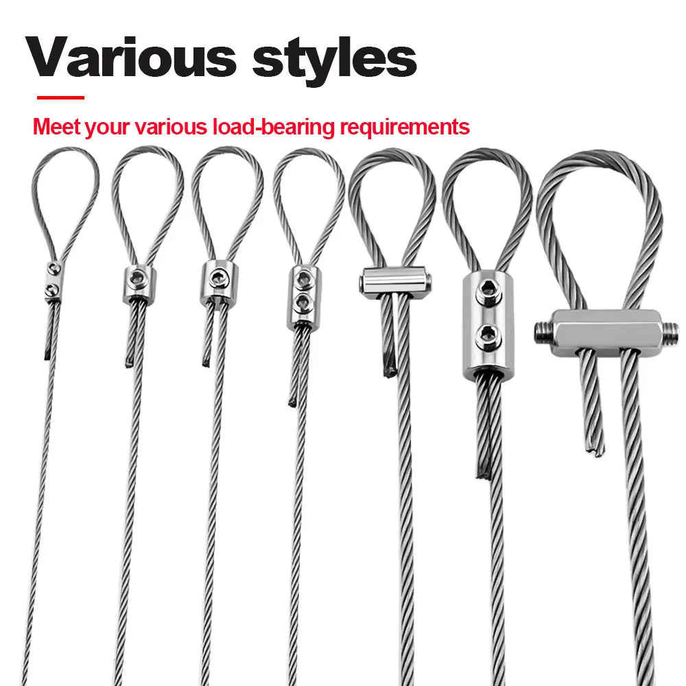 0.8-2mm Steel Wire Rope Clamp Stainless Steel Cable Copper Metal Hanging Clip Adjustable Screws Fixed Hardware Accessories