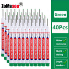1-100Pcs 2cm Waterproof Long Head Markers Deep Hole Marker Pen for Metal Carpenter Red/Black/Blue/Green Ink Woodworking Tools