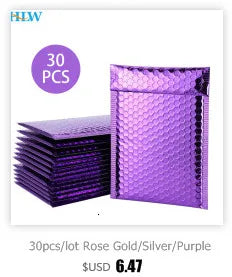 30pcs/lot Rose Gold/Silver/Purple/Blue Packaging Shipping Bubble Mailer Plastic Padded Envelopes Gift Bag Mailing Envelope Bag
