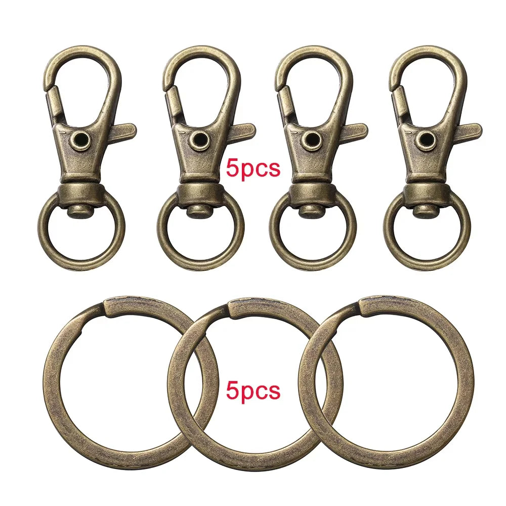 10/20Pcs Swivel Clasps Set Lanyard Snap Hooks with Key Chain Rings Keychain Clip Hooks for DIY Necklace Bracelet Chain Supplies