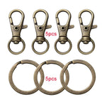 10/20Pcs Swivel Clasps Set Lanyard Snap Hooks with Key Chain Rings Keychain Clip Hooks for DIY Necklace Bracelet Chain Supplies