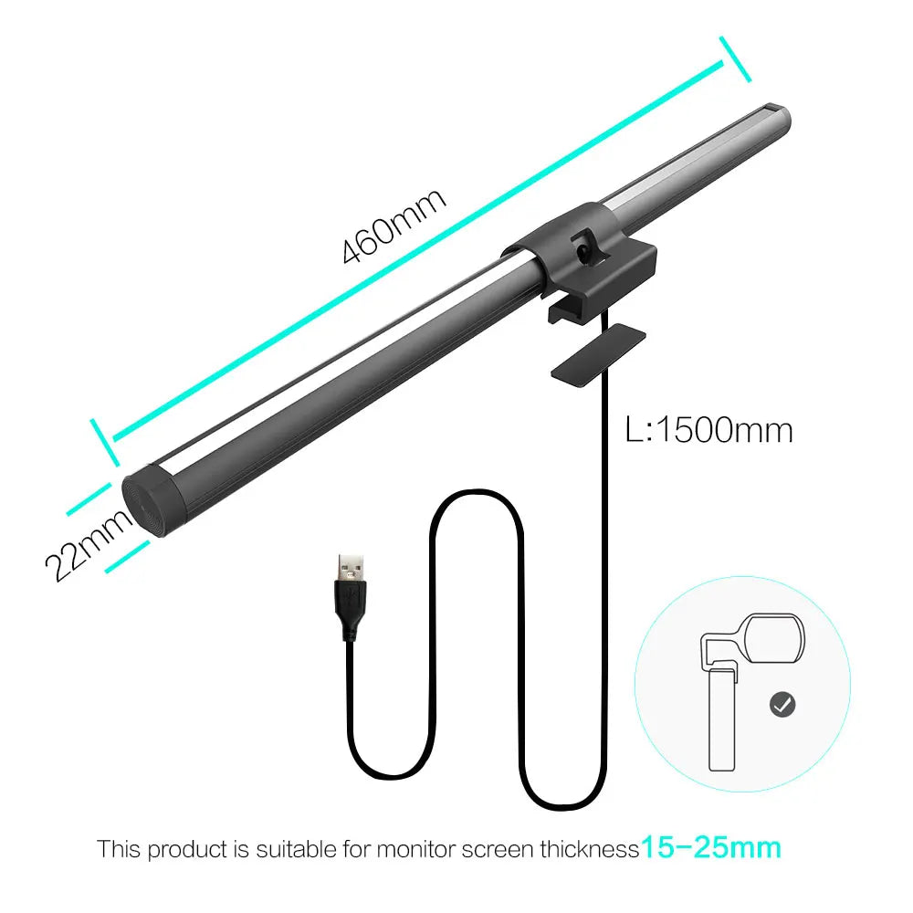 Monitor Light Bar LED Computer Screen Hanging Lights RGB Atmosphere Table Lamp for Work Study Read Gaming Stepless Dimmable