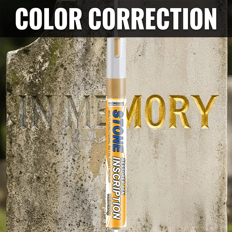 Gravestone Repair Pen 20g, Fade-Resistant, Tombstone Inscription Restoration, Restores Faded Engravings, Anti-Weathering, Gold-Plated Marking Pen