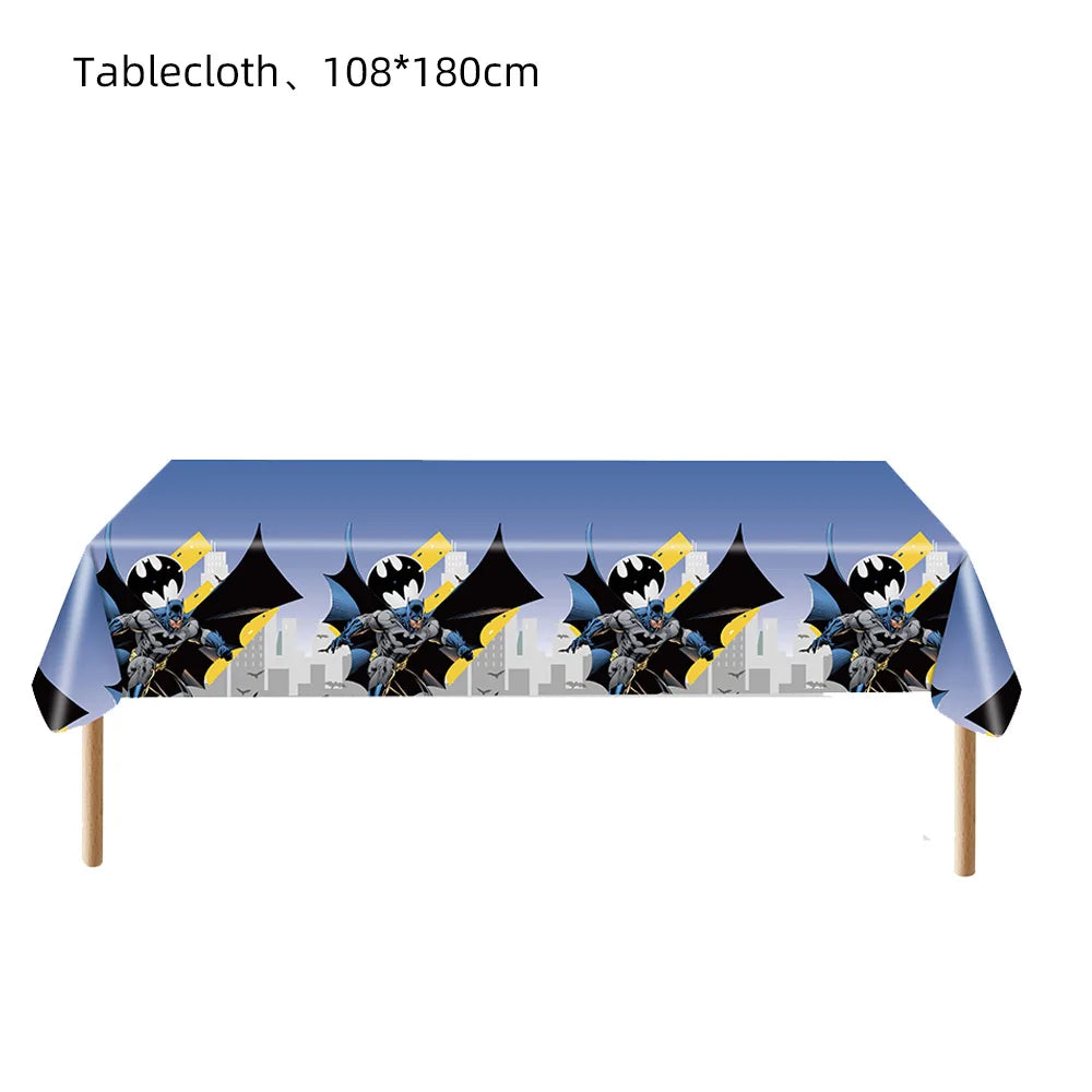 Batman Block Birthday Party Supplies Decoration Tableware Tablecloth Paper Cup Plate Napkin Cake Topper Kids Favors Gifts