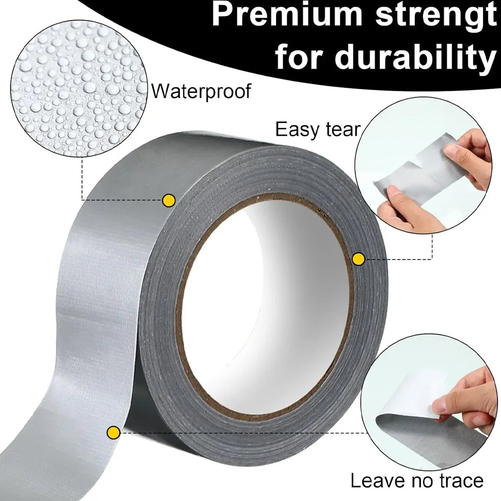 1 Roll of High Adhesive Silver Gray Cloth Tape, Carpet Tape, Single-Sided Waterproof, Heavy-Duty Packaging Tape, 10 Meters