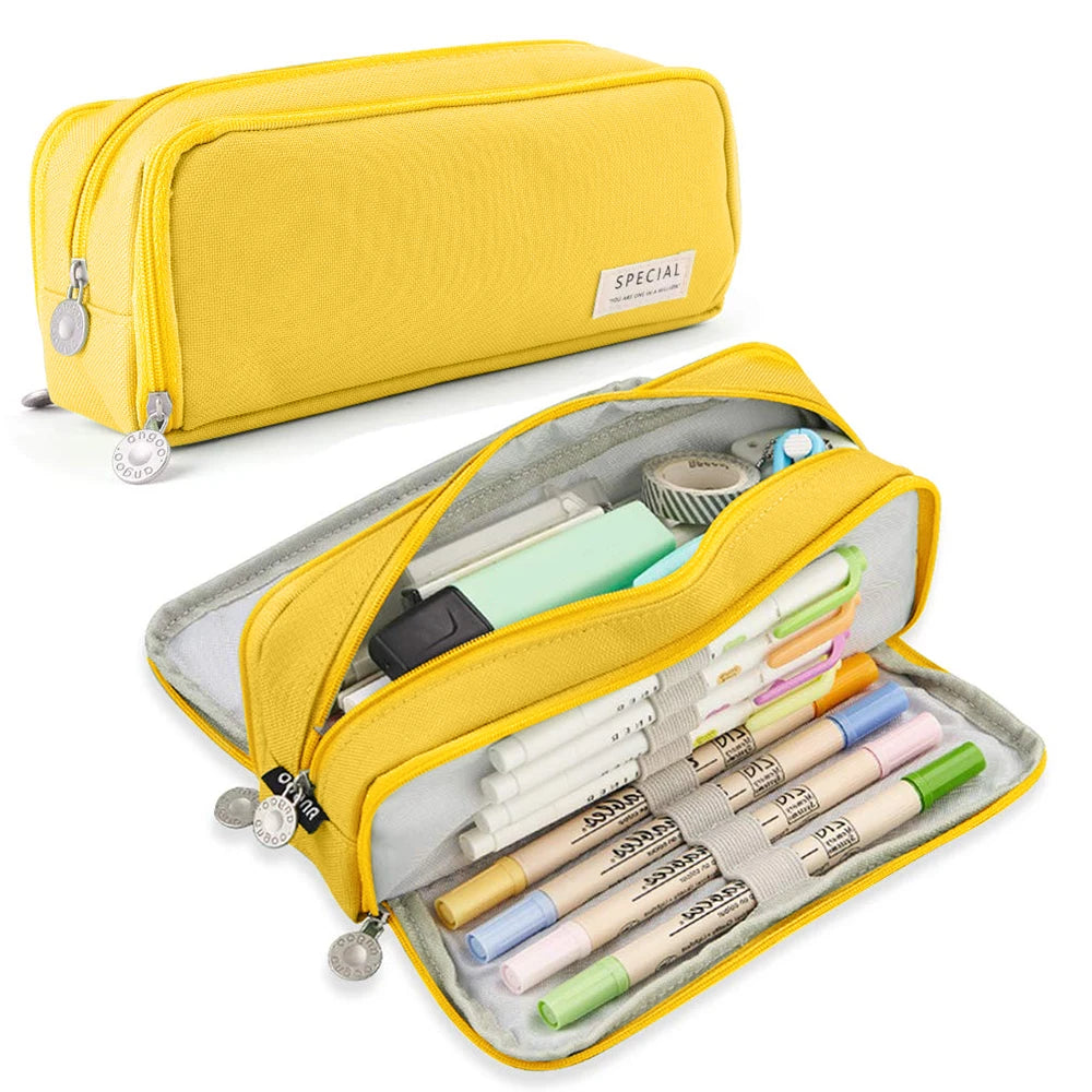 Large Capacity Pencil Case 3 Compartment Multifunctional Pen Bag for Girls Boy School Student Office Stationery Organizer
