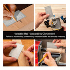 3-Inch Stainless Steel Precision Square Ruler, Dual Scale Metric/Imperial Conversion, Compact & Portable Pocket Measuring Tool