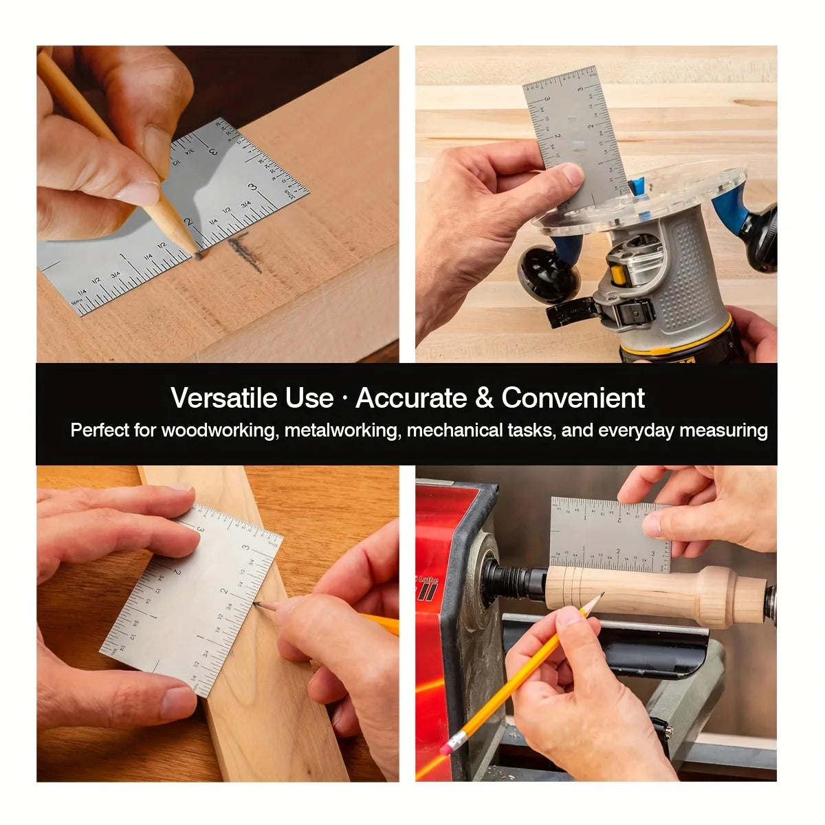 3-Inch Stainless Steel Precision Square Ruler, Dual Scale Metric/Imperial Conversion, Compact & Portable Pocket Measuring Tool