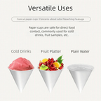 250Pcs Leakproof White Paper Cone Cups Coated Oil-proof Disposable Paper Cups Non-stick 3.7 OZ Cone Party Tableware Wedding