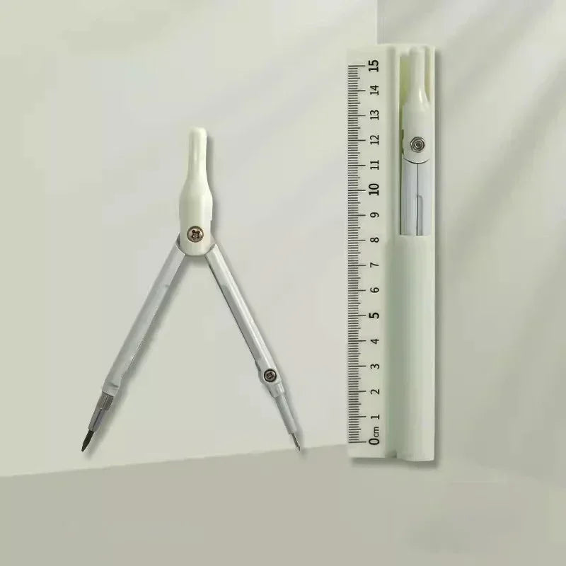 3 in 1 Compass Geometry Set with Ruler Pencil Kawaii Multifunctional Drawing Compass Math Geometry Tool Office School Supplies