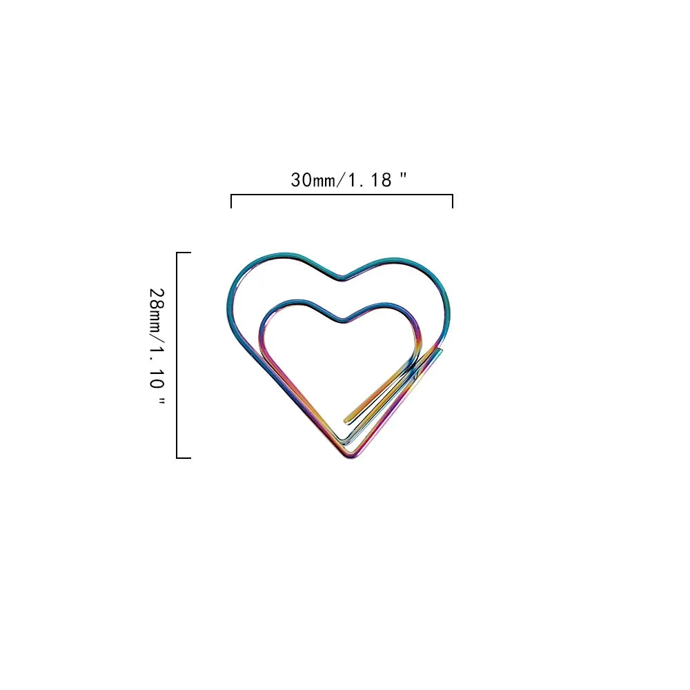 30/50pcs Heart Metal Paper Clips Binder Clip Mini Bookmark Book Binding Note Decor Stationery School Office Binding Supplies