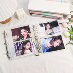 A5 3 Ring PU Leather Binder Kpop Photo Album Refill Pocket 1/2/4/6 3 Inch Photocard Sleeves PVC Free Postcard Collect Book Retro
