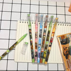 12pcs Tung Tung Sahur Italian Brainrot Wooden Stick Gel Pen Cartoon Signature Pen Individually Packaged Student Stationery Gift