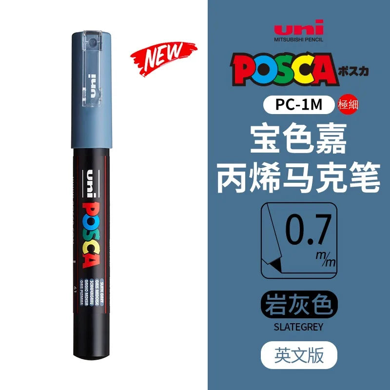 uni POSCA POP Water-Based Marker,Assorted Colors PC-1M/3M/5M 0.7~2.5mm Tips Professional Acrylic Paint Pen for Artists&Designers