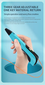 New 3D Pen 3D Printing Pen for Children 1.75mm PLA Filament DIY Drawing Birthday Christmas Gifts for Kids with Travel Case