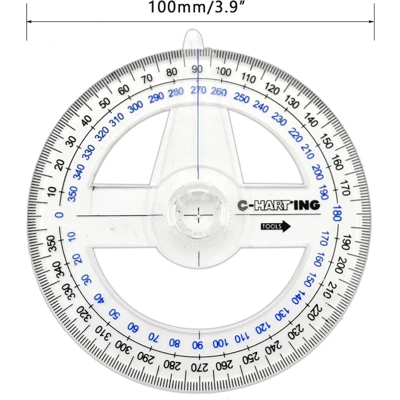 5pcs 360° Plastic Protractor Math Protractors Clear Protractor Ruler Drafting Tools Circle Protractor for Geometry