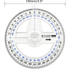 5pcs 360° Plastic Protractor Math Protractors Clear Protractor Ruler Drafting Tools Circle Protractor for Geometry