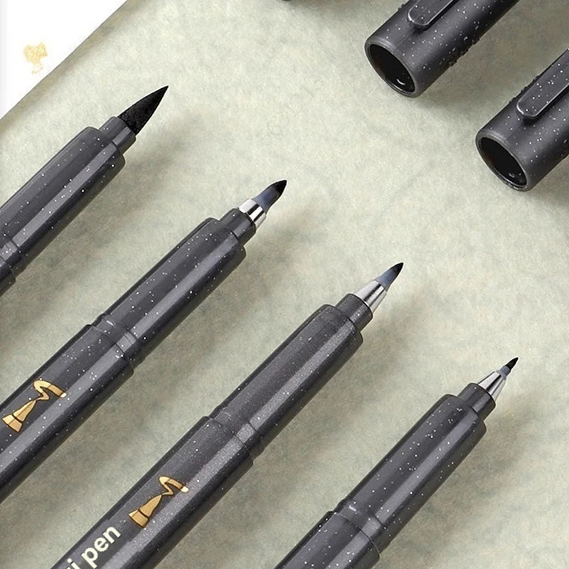 BAOKE 4-Size Calligraphy Pen Set for Writing, Hand Lettering, Black Ink Brush Markers Sketching Calligraphie Art Supplies Artist
