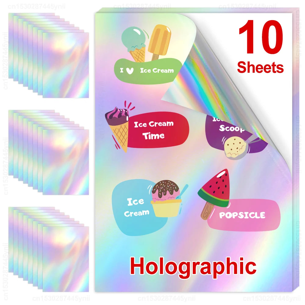 10 Sheets Printable Vinyl Sticker Paper Waterproof A4 Transparent Copy Paper for Inkjet Printer DIY Self-adhesive Label Stickers