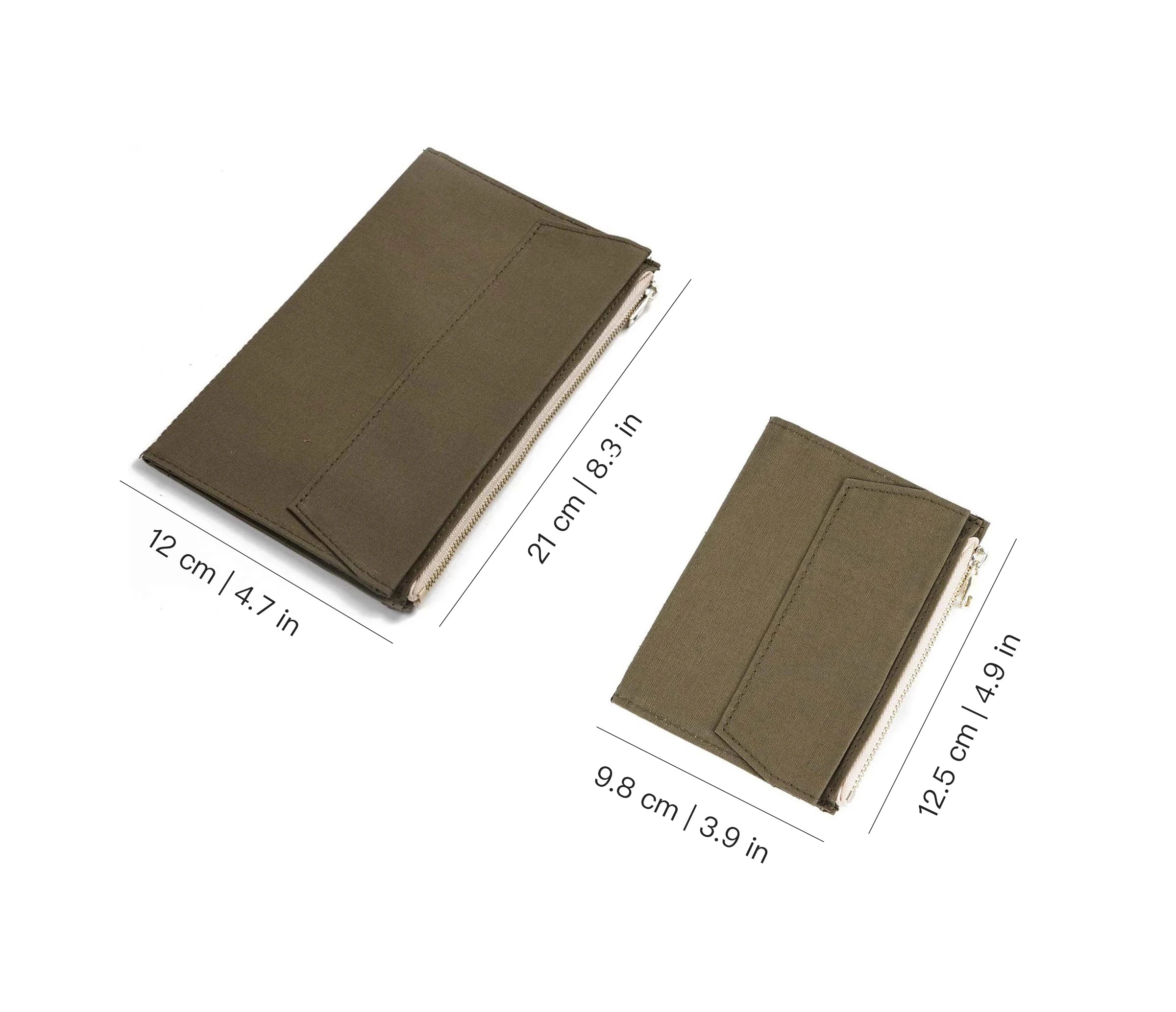 Canvas Zipper Card Holder for Travel Notebook, Canvas Storage Bag File Folder Refill Insert for Standard Journals Stationery