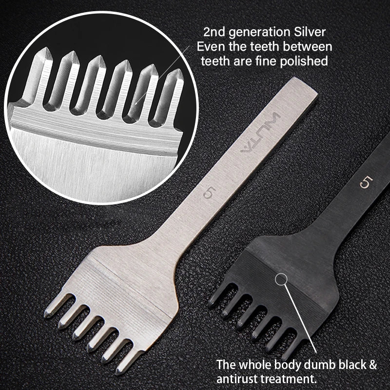 WUTA 1Set 4pcs Basic Leather Chisel Tool Diamond Pricking Iron Hole Punch Stitching Leather Craft tools 3/4/5/6mm 1-2-4-6 teeth