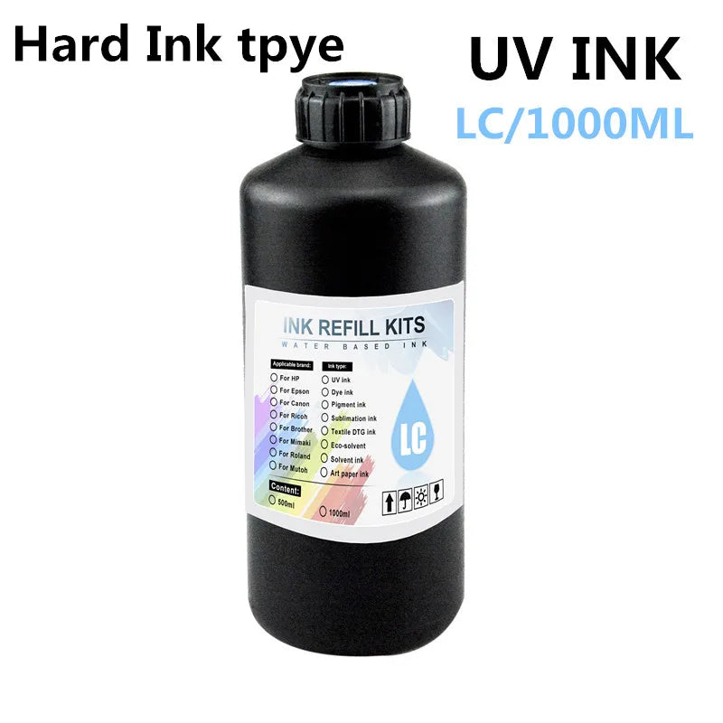 UV Hard Ink 1000ML UV Ink For Epson XP600 TX800 XP-600 L800 L805 L1800 R290 R300 1390 1400 1410 1430 DX5 DX7 DX10 UV Printer