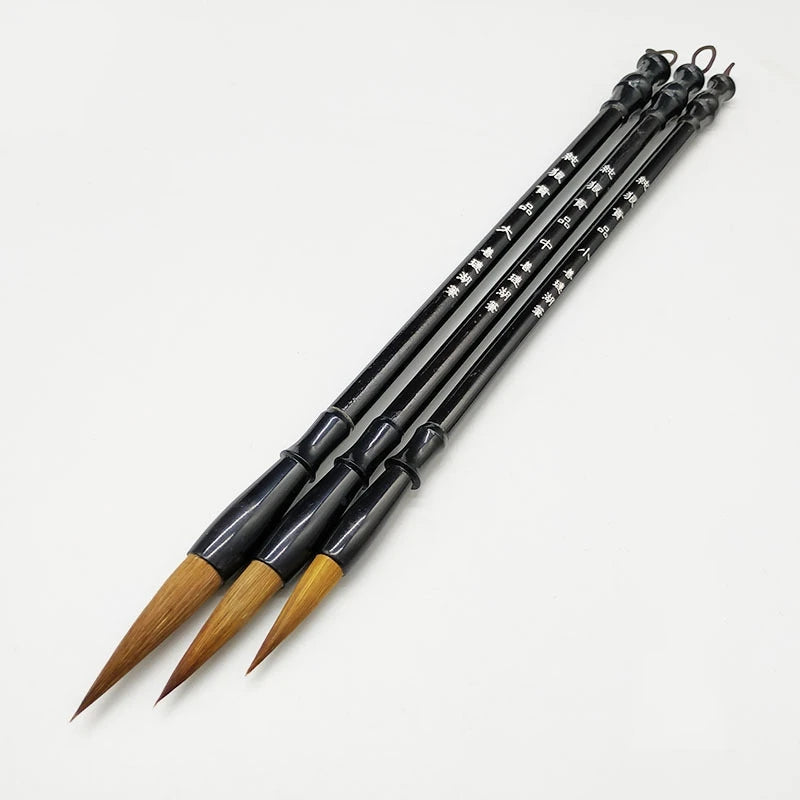 3Pcs Brown Weasel Hair White Woolen Writing Brush Chinese Calligraphy Brush Pen Writing Practice Supplies For Student