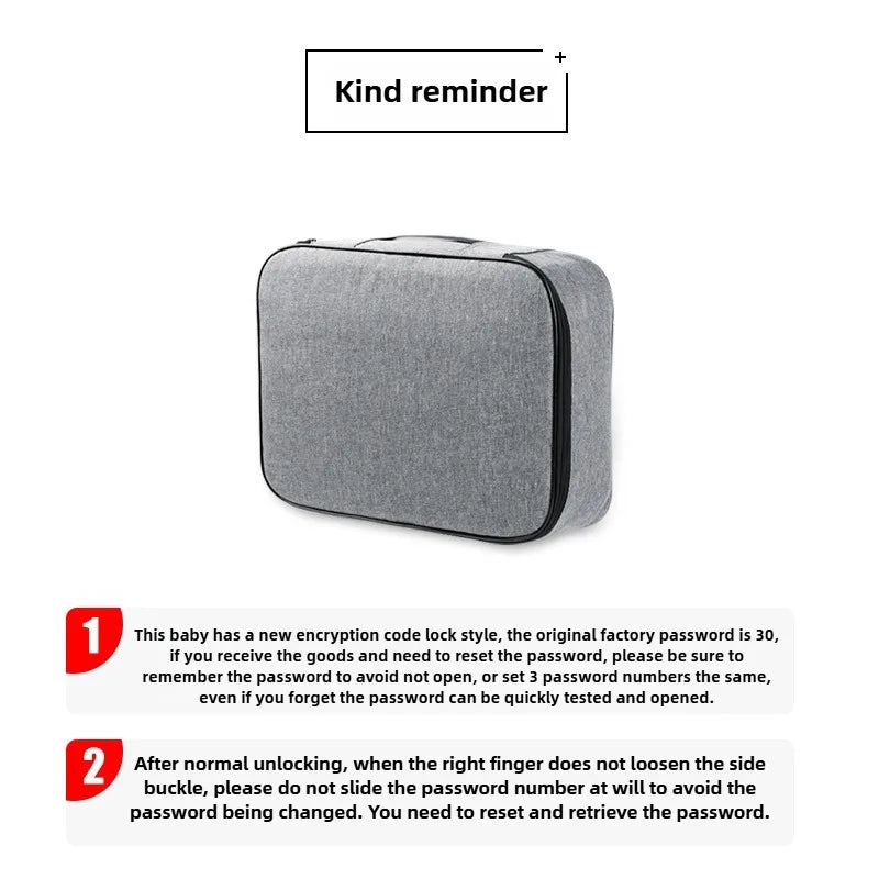 Lockable Document Storage Bag Multi Compartment Passport Card Certificate Organizer Travel Household Important File Box