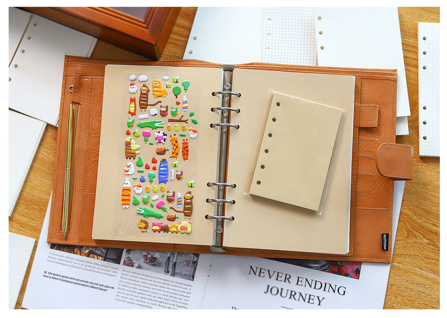 High Quality Ring Binder Notebook A5 Personal A6 A7 A8 Size Insert Refills Loose Leaf Spiral Diary Planner Inner Core 100g Paper