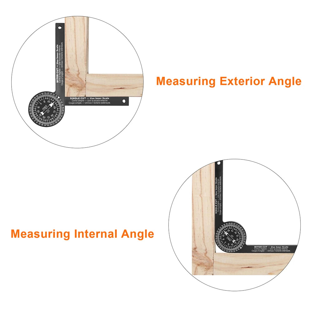 Woodworking Scale Mitre Saw Protractor 360° Angle Level with Pencil Carpenter Angle Finder Measuring Ruler Meter Gauge Tools