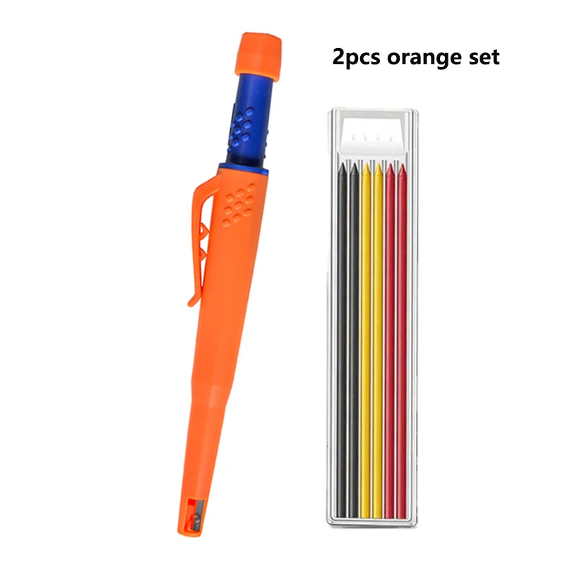 5 Colors 2.8mm Solid Woodworking Mechanical Pencil with Pen Cover 2B Black Yellow Red Lead Long Headed Carpenter Marking Pencil