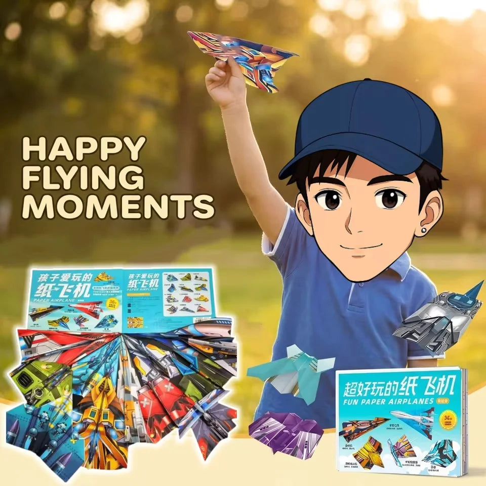 12 Models 36 Colored Papers Paper Airplane Origami Kit 3D maqueta Three Dimensional DIY Puzzle Thinking Training for Teens Gift