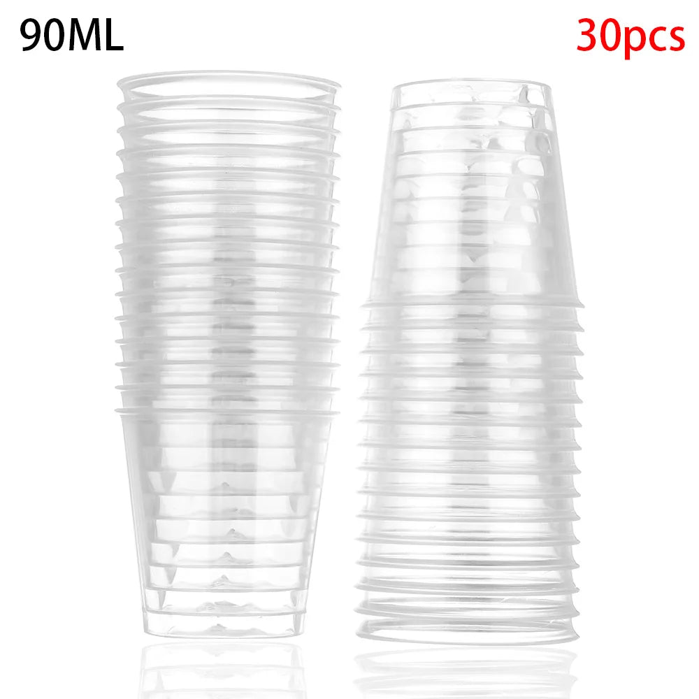 Reusable Transprent Plastic Disposable Dessert Cups Round Pudding Boxes Cupcake Muffin Cup Mould Kitchen Drinks Tools 50/90ml