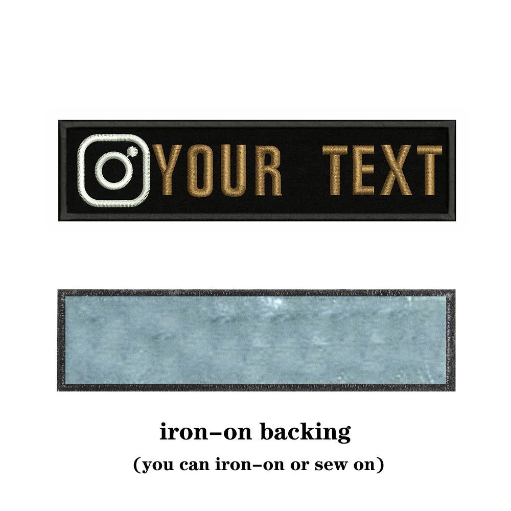 Instagram Logo 10X2.5cm Embroidery Custom Name Text Patch Stripes Badge Iron On Or  Patches