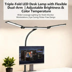 LED Desk Lamp Eye-Caring Desk Light with Stepless Dimming Adjustable Flexible Gooseneck with Clamp for Reading Study Workbench