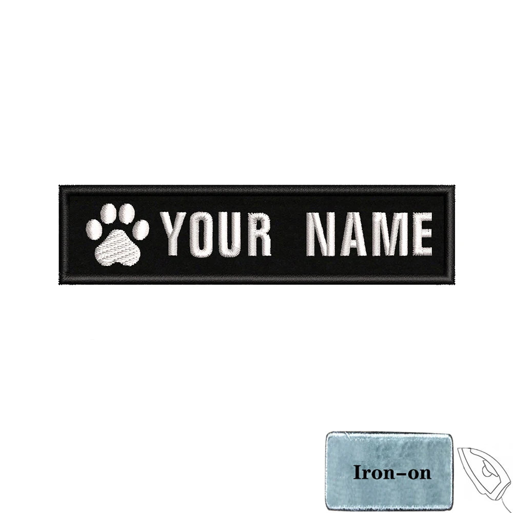 1PC 10cmX2.5cm Custom Name number Patch Badge tags Stripes Iron On Or Hook Loop dog paw dog footprints skull Punisher Telephone
