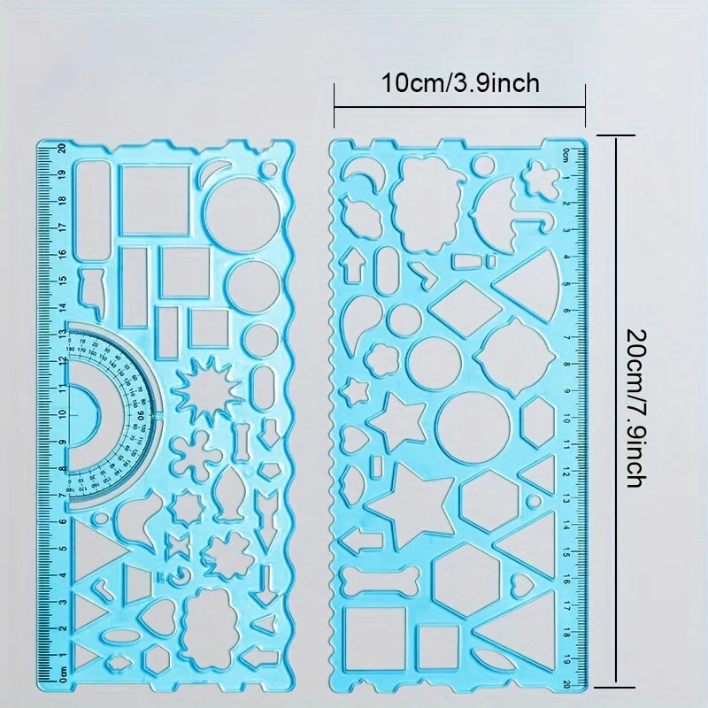 2pcs/set Multifunctional Geometric Ruler for Drawing and Crafting - Flower, Semicircle, and Geometric Patterns - Fun