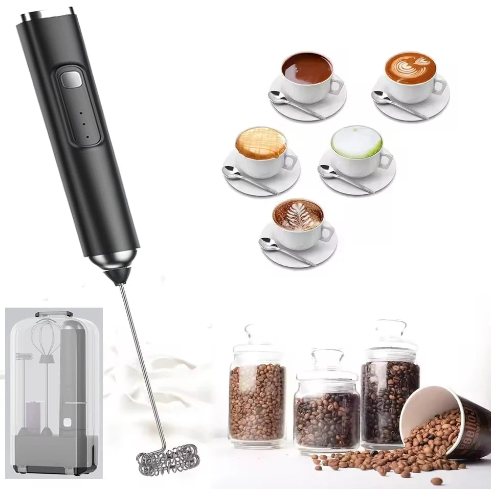 2026 New Electric Milk Frother Egg Beater Wireless Type-C Charging 3 Speeds Mini Handheld Foam Maker Coffee Whisk Cooking Tools