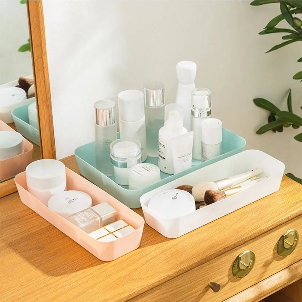 Plastic Desktop Storage Box Stackable Large Capacity Drawer Divider Storage Box Solid Color Documents File Organizer Home Office
