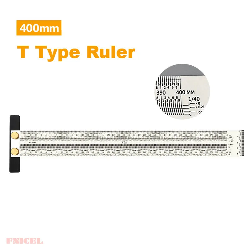 Precision Marking Ruler 200/300/400mm Stainless Steel Marking T-Rule 180mm Angle Ruler Automatic Pencil Scribing Mark Line Gauge