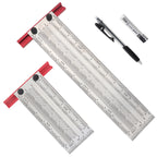 6/12 Inch Line Ruler Precision Marking 1/ 64" T Rule Woodworking Tools Stainless Steel Positioning Scribe Gauge with Marking Pen