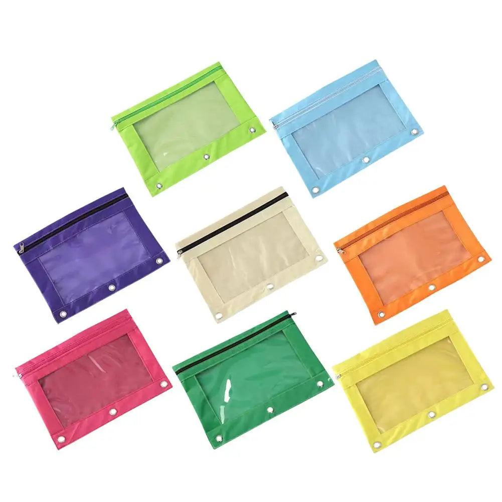 Zippered Binder Pencil Pouch Pen Case Stationery Multicolored B5 File Holder PVC With 3 Rings Pencil Case Folder File Package