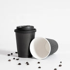 50pcs/pack Disposable Matte Black Coffee Paper Cup Hot Drinking Cup Double Layer Thickened Hollow Cup Accept Customization