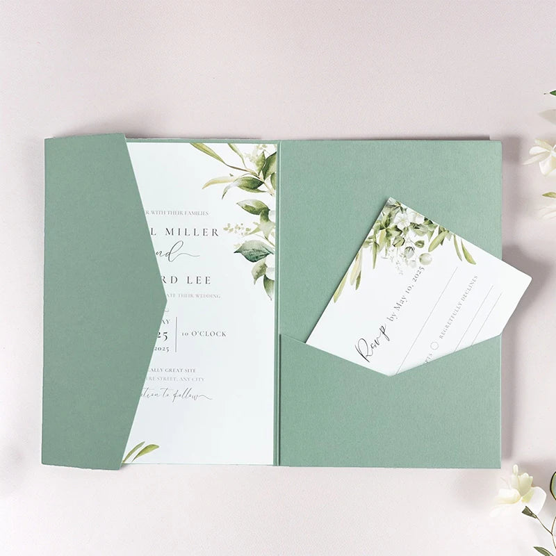 30pcs 18x13cm Green Envelopes for Wedding Invitation Small Business High-grade 250g Paper Stationery Supplies Storage Bag