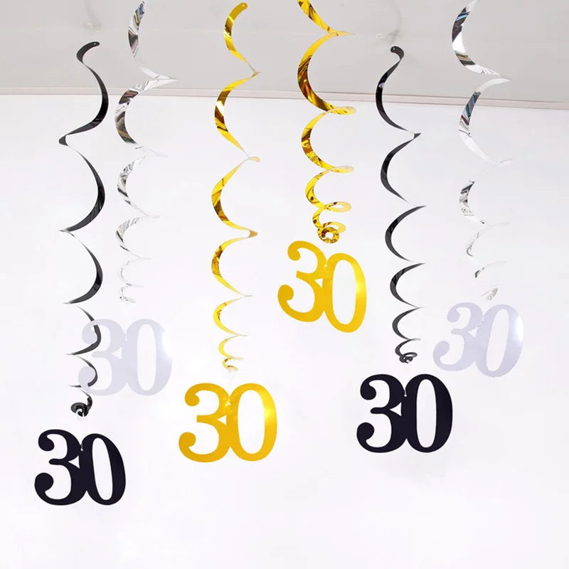 Happy Birthday 30 Year Old Disposable Tableware Black Gold Plate Tablecloth Banner For 30th Birthday Party Decorations  Supplies